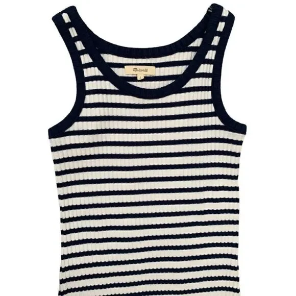 Madewell Ribbed Tank Midi Dress Stripe Size Small - Picture 5 of 8